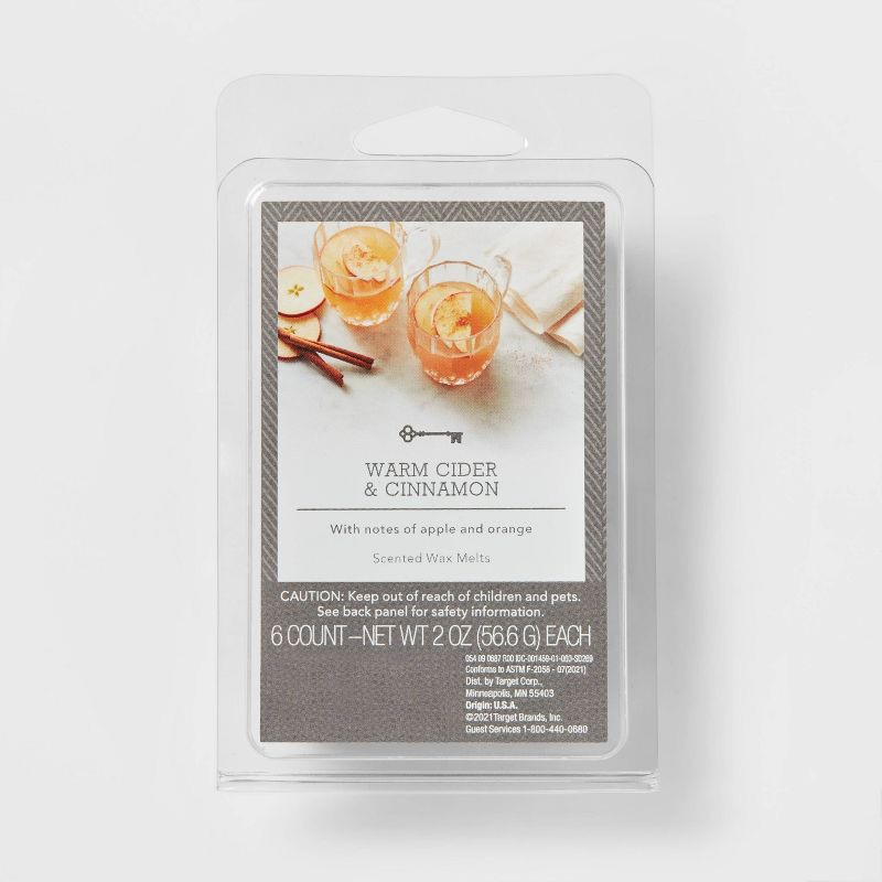slide 1 of 3, Warm Cider and Cinnamon Wax Melts - Threshold, 1 ct