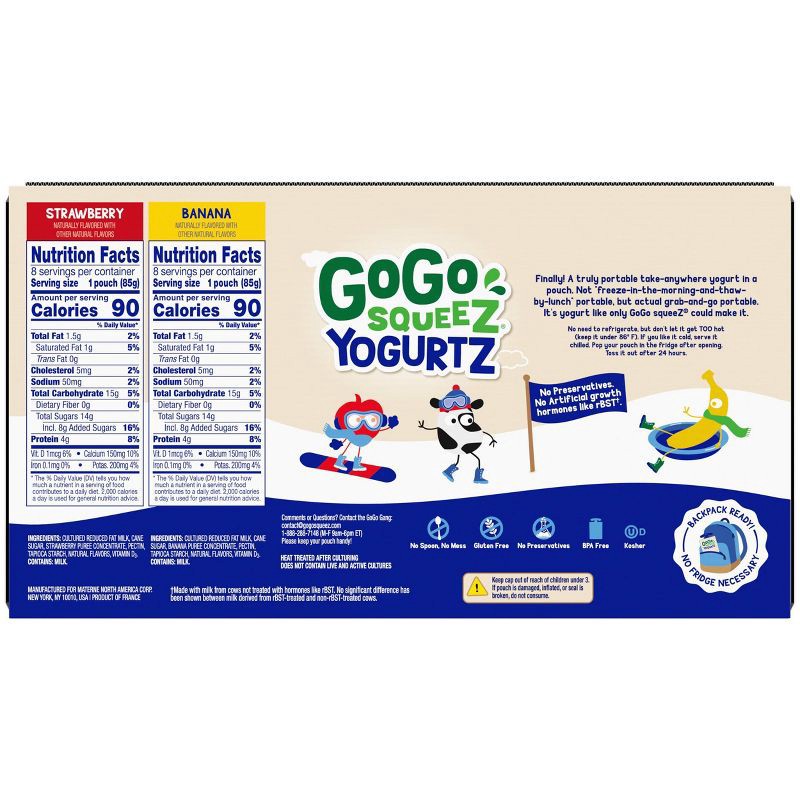 slide 2 of 9, GoGo SqueeZ Kids' Strawberry/Banana YogurtZ - 30oz/16ct, 30 oz, 16 ct