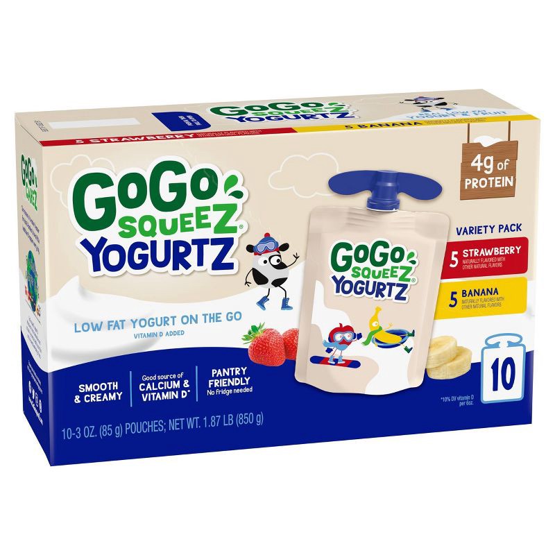 slide 9 of 9, GoGo SqueeZ Kids' Strawberry/Banana YogurtZ - 30oz/16ct, 30 oz, 16 ct