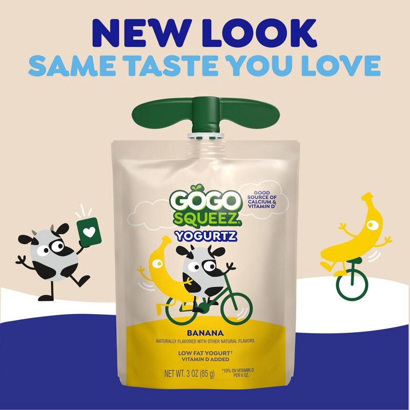 slide 3 of 7, GoGo SqueeZ yogurtZ Low Fat Strawberry & Banana Variety Pack - 3oz/16ct, 3 oz, 16 ct