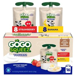 GoGo SqueeZ yogurtZ Low Fat Strawberry & Banana Variety Pack - 3oz/16ct