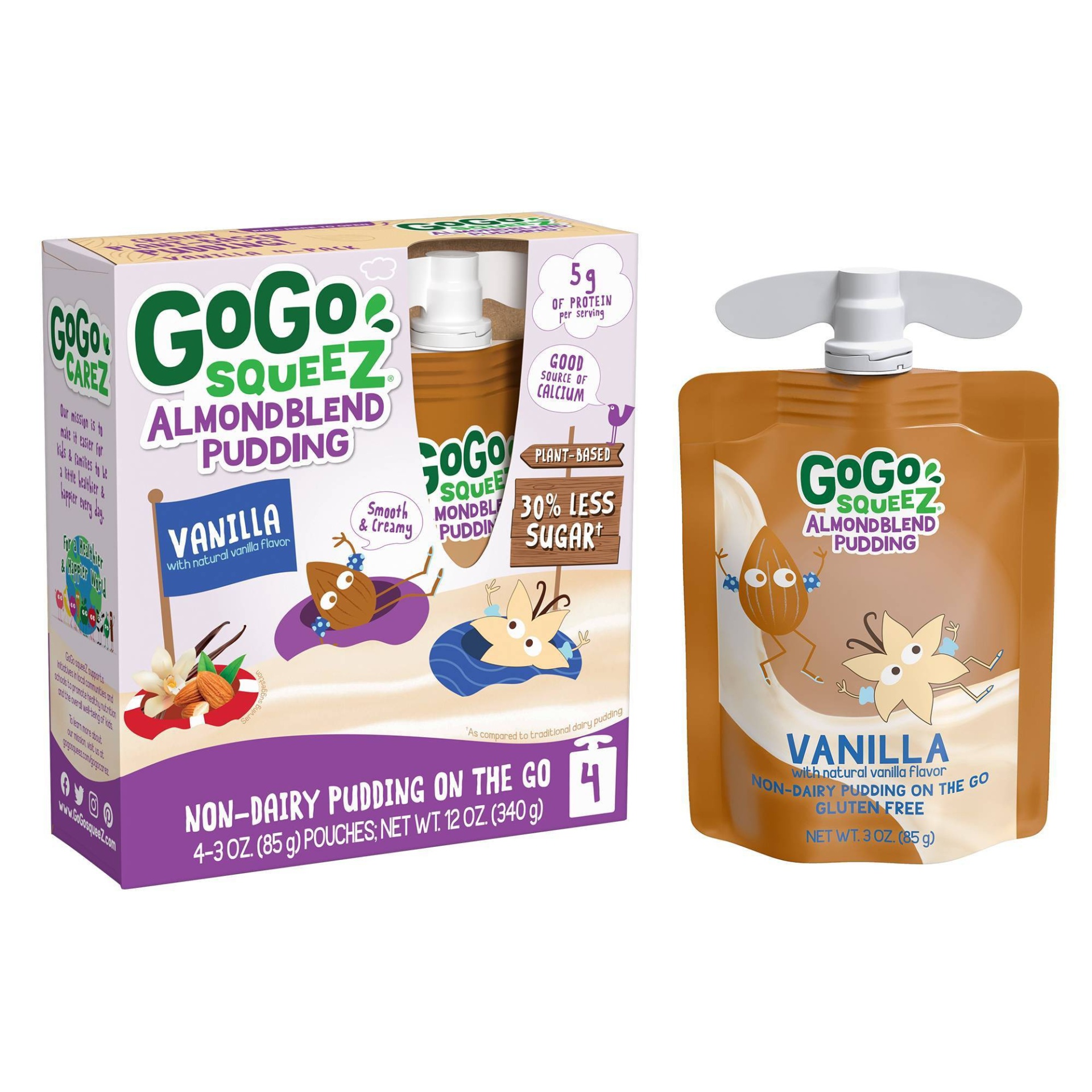 slide 1 of 8, GoGo SqueeZ Almond Blend Vanilla Pudding - 3oz/4ct, 4 ct; 3 oz