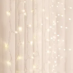 5'x4.6' LED Curtain String Lights Warm White - West & Arrow: Indoor Twinkling Miniature Decor, USB or Battery Powered