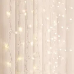 5'x4.6' LED Curtain String Lights Warm White - West & Arrow: Indoor Twinkling Miniature Decor, USB or Battery Powered