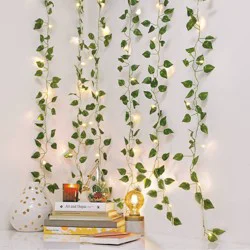 5' x 3.5' LED Vine Curtain String Lights Warm White - West & Arrow: Indoor PVC Ivy Fairy Lights, Battery Operated