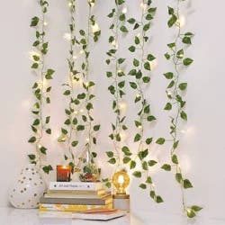 5' x 3.5' LED Vine Curtain String Lights Warm White - West & Arrow: Indoor PVC Ivy Fairy Lights, Battery Operated