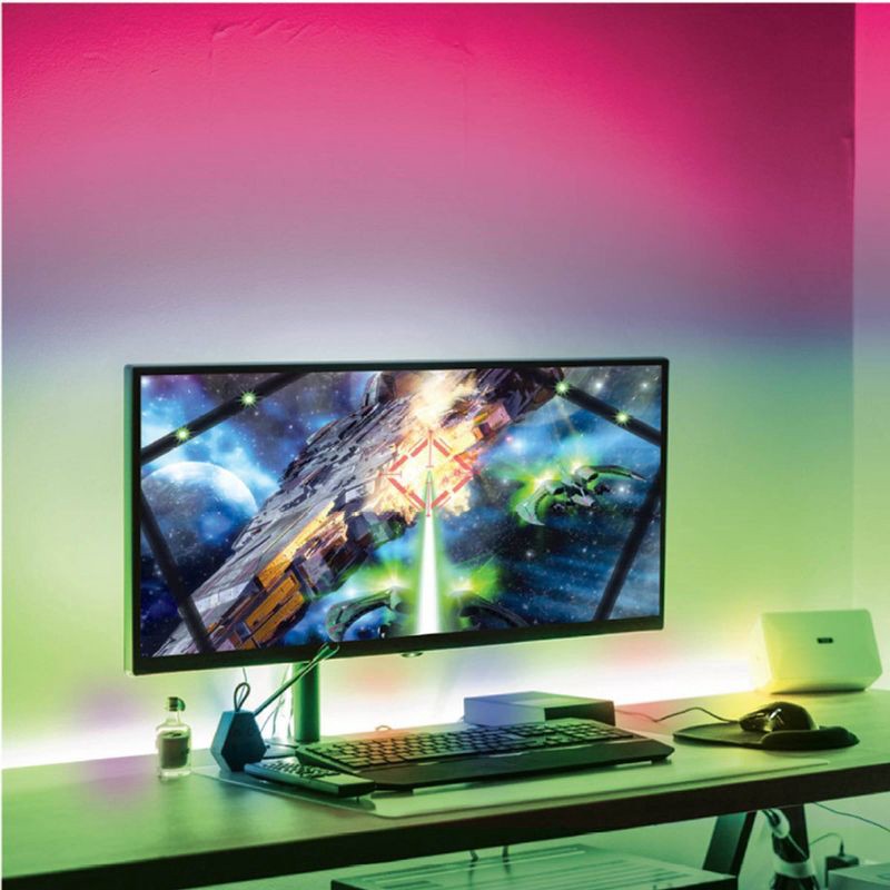 slide 6 of 7, West & Arrow 13.1' LED Flexible Red/Blue/Green Strip Lights USB Powered Timer Remote Control Indoor Use 90 LEDs, 1 ct