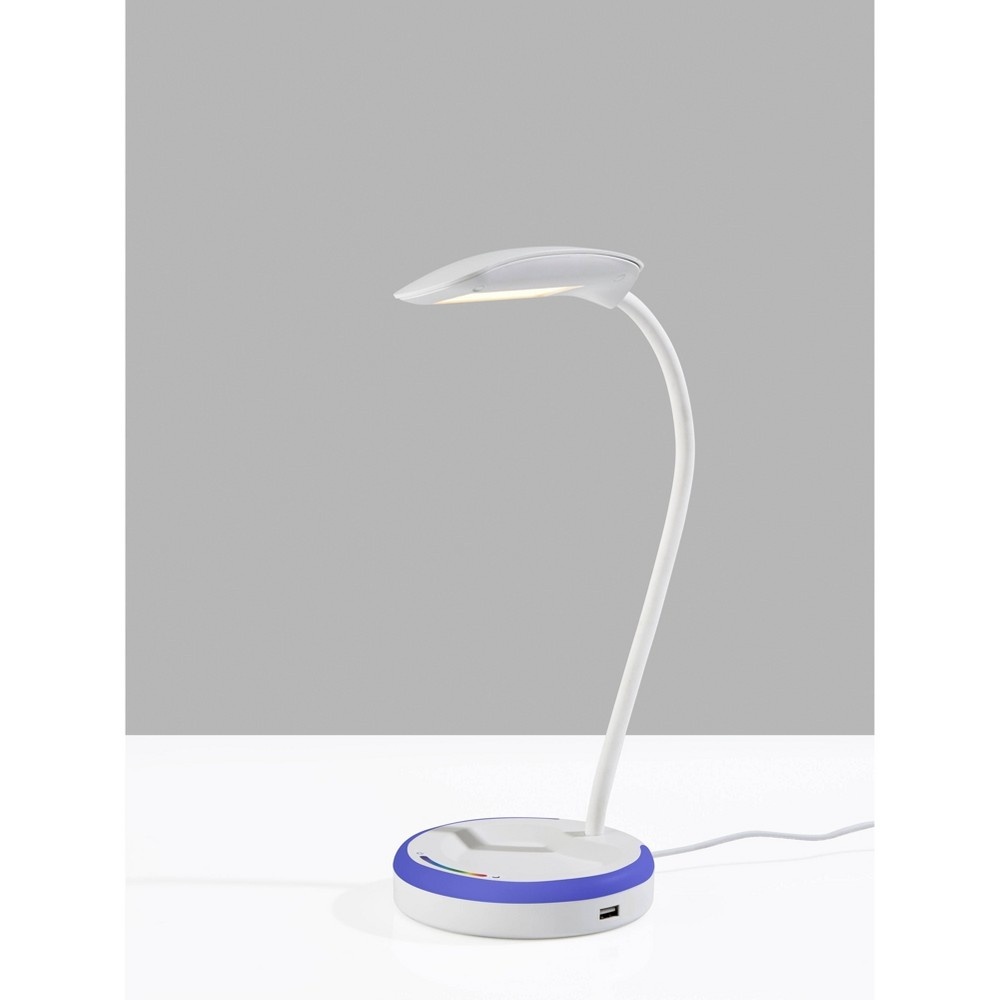 slide 2 of 5, LED Dimmable Desk Lamp with RGB Nightlight (Includes LED Light Bulb) White - Adesso, 1 ct