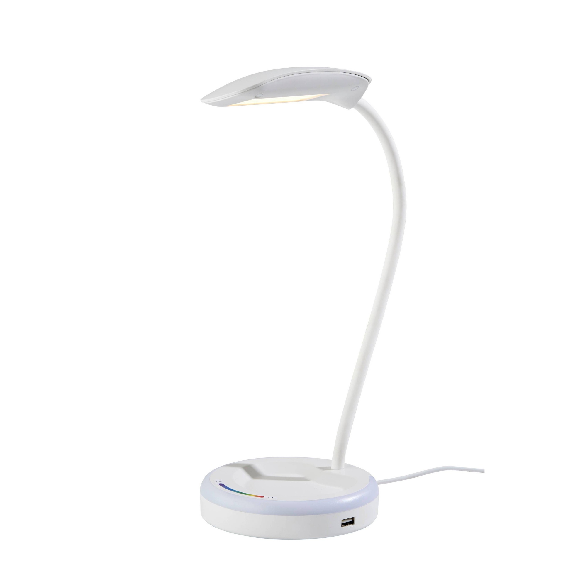 slide 1 of 5, LED Dimmable Desk Lamp with RGB Nightlight (Includes LED Light Bulb) White - Adesso, 1 ct