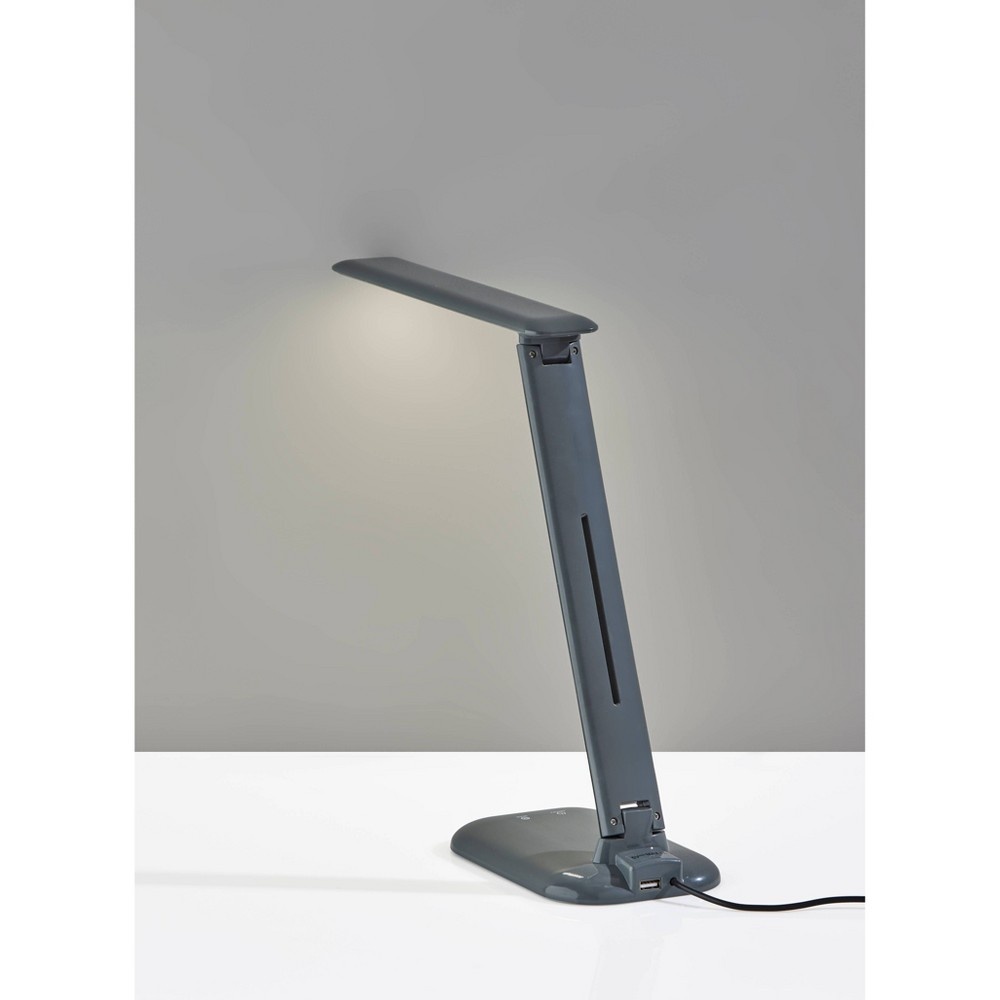 slide 3 of 7, Dimmable Desk Lamp with Straight Neck (Includes LED Light Bulb) Gray - Adesso, 1 ct