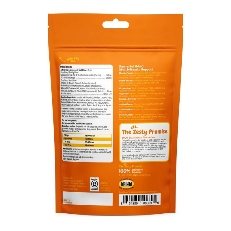 slide 2 of 10, Zesty Paws 8-in-1 Multivitamin Bites for Dog Chicken Flavor - 60ct, 60 ct