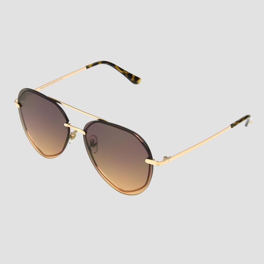 slide 2 of 2, Women's Aviator Sunglasses with Brown Gradient Lenses - A New Day Gold, 1 ct