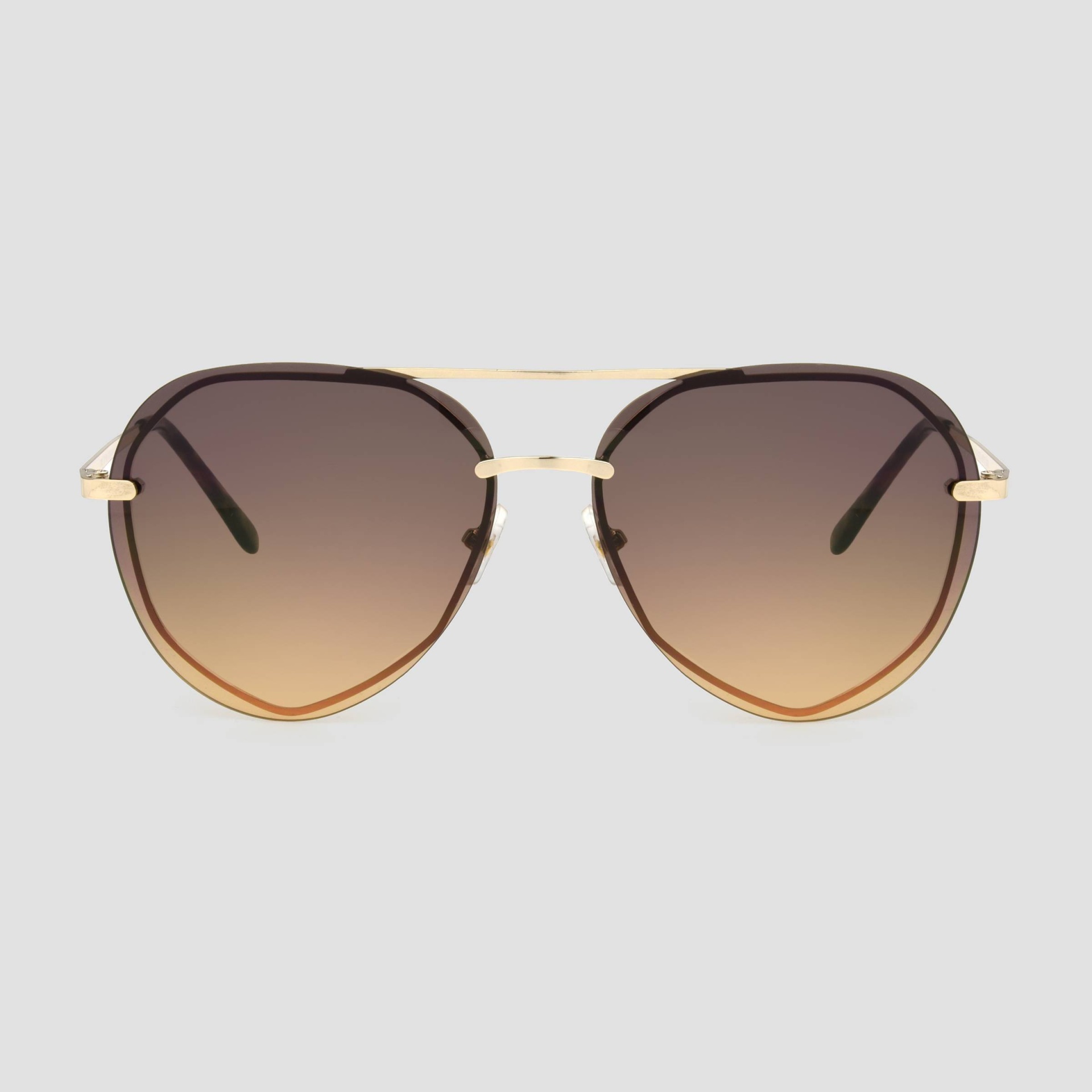 slide 1 of 2, Women's Aviator Sunglasses with Brown Gradient Lenses - A New Day Gold, 1 ct