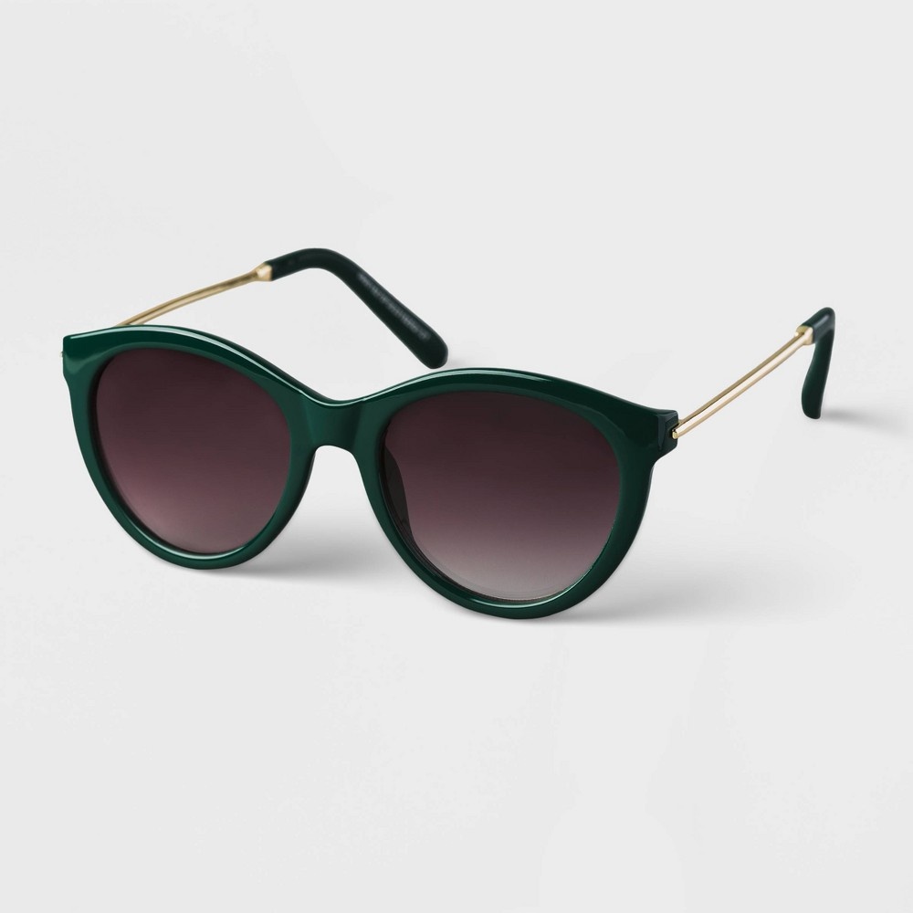 slide 2 of 2, Women's Plastic Round Sunglasses - A New Day Green, 1 ct