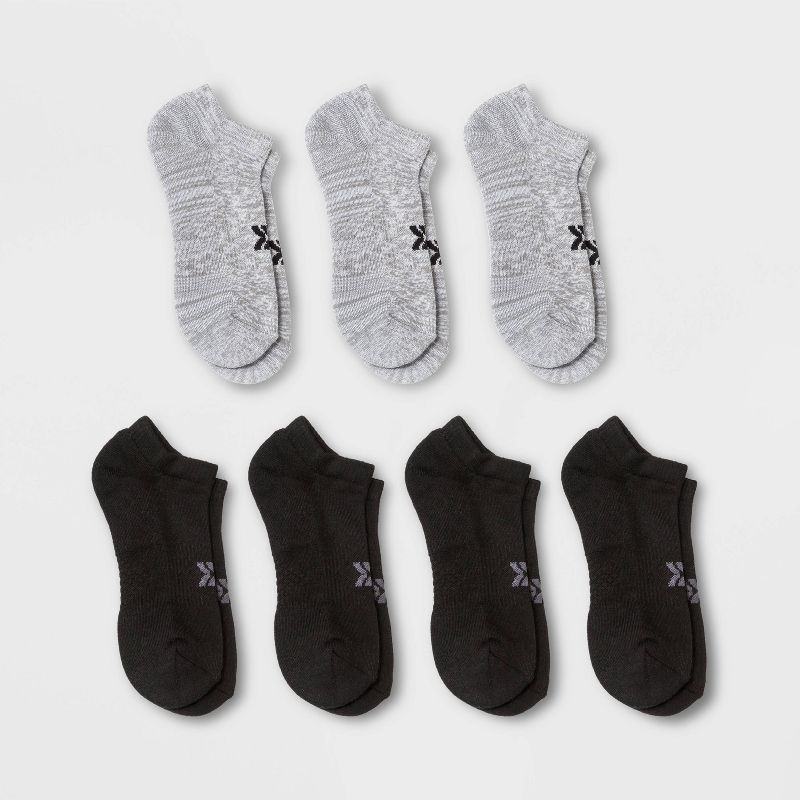 slide 1 of 3, Women's Cushioned 6+1 Bonus Pack Low Cut Athletic Socks - All In Motion™ Heather Gray/Black 4-10, 1 ct