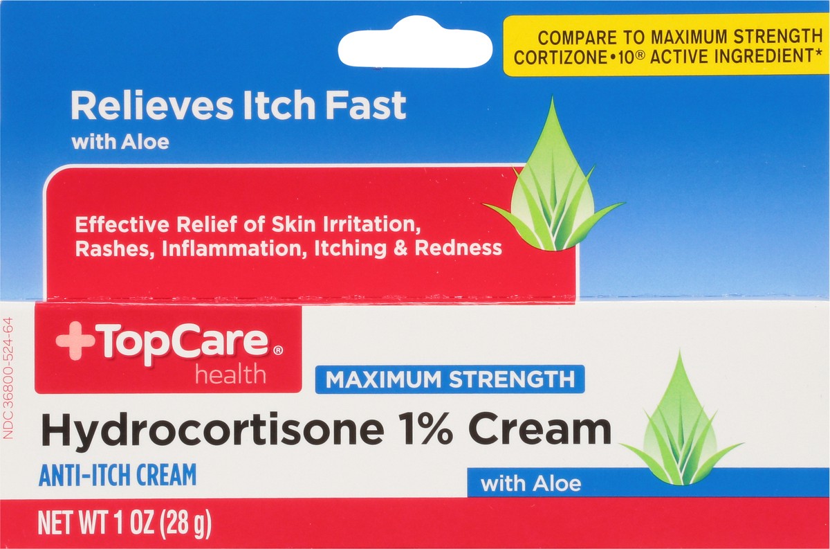 slide 12 of 16, TopCare Health Maximum Strength with Aloe Hydrocortisone 1% Cream 1 oz, 1 oz