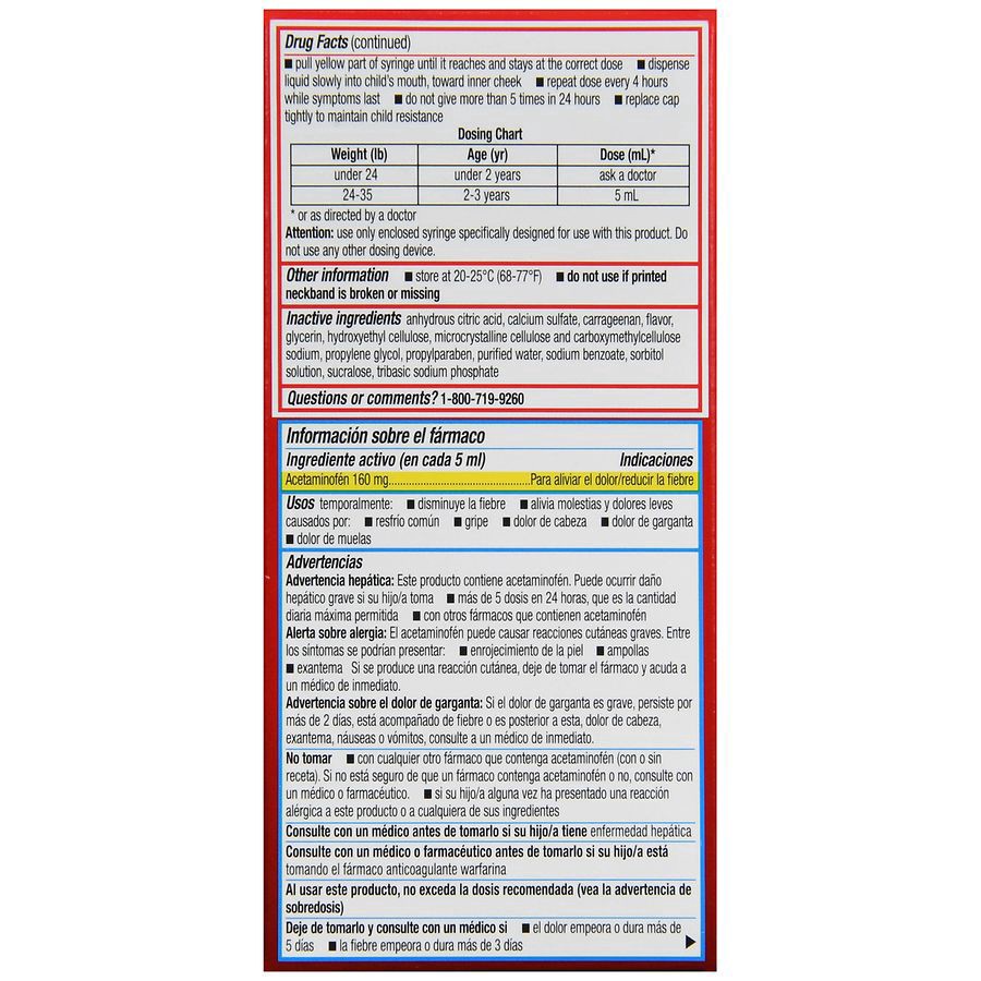 slide 4 of 5, Walgreens Infants' Pain & Fever, Acetaminophen 160 mg per 5 mL, Dye-Free Cherry, 2 fl oz
