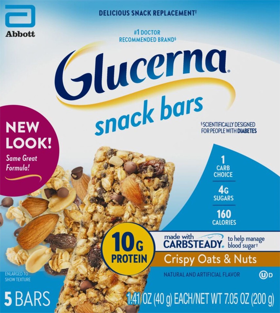 slide 1 of 1, Glucerna Crispy Oats & Nuts Snack Bars 5 ea, 5 ct