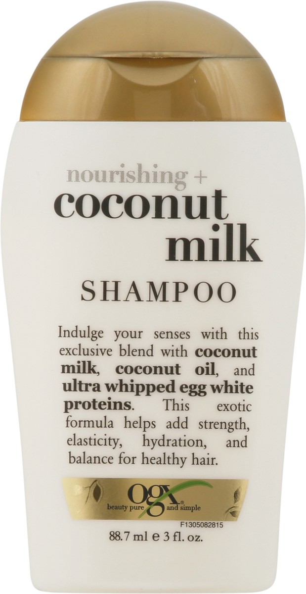 slide 6 of 9, OGX Nourishing + Coconut Milk Moisturizing Shampoo for Strong & Healthy Hair - Trial Size - 3 fl oz, 88.7 ml