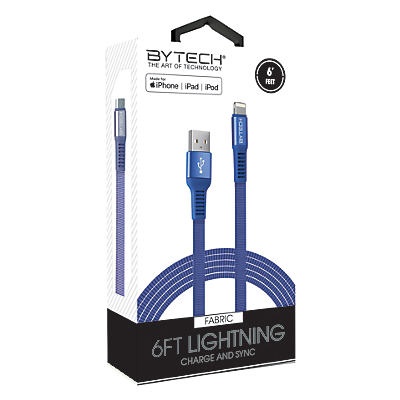 slide 1 of 1, Bytech Flat Fabric MFI Cable, 1 ct