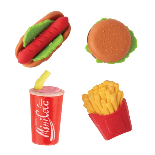 slide 1 of 1, Office Depot Brand Fun Erasers, Fast Food, Assorted Colors, Pack Of 4, 4 ct