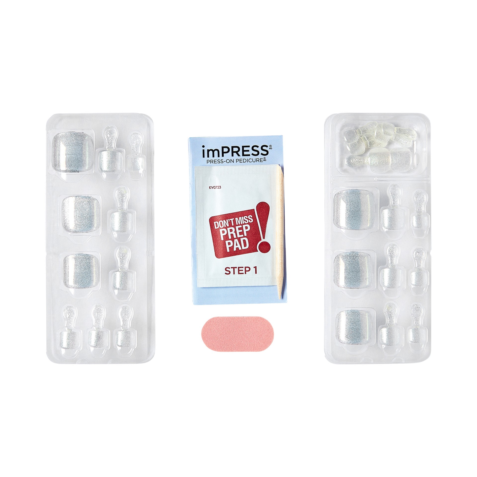 slide 2 of 5, imPRESS Premium Press-On Toenails, No Glue Needed, Multi Chrome, Pink Square, 27 Ct., 28 pc