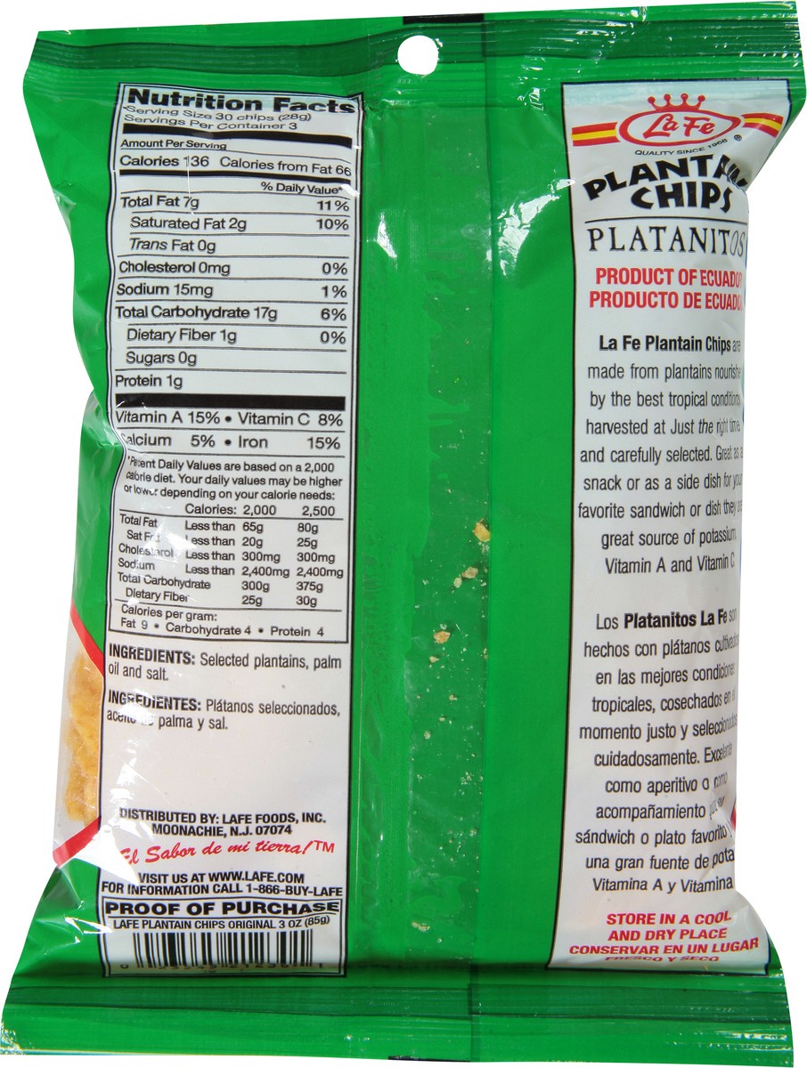 slide 5 of 9, La Fe Salted Plantain Chips 3 oz, 3 oz