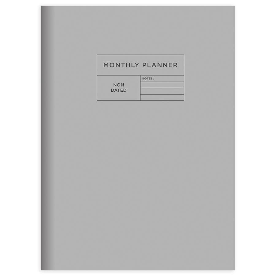 slide 1 of 1, TF Publishing Gray Monthly Open-Dated Planner, 7 in x 10 in