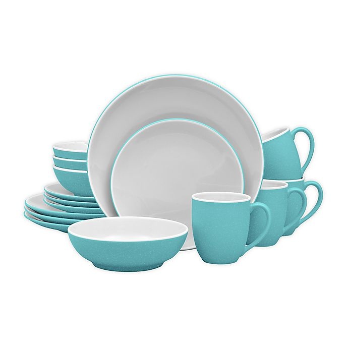 slide 1 of 2, Noritake ColorTrio Coupe Dinnerware Set - Turquoise, 16 ct