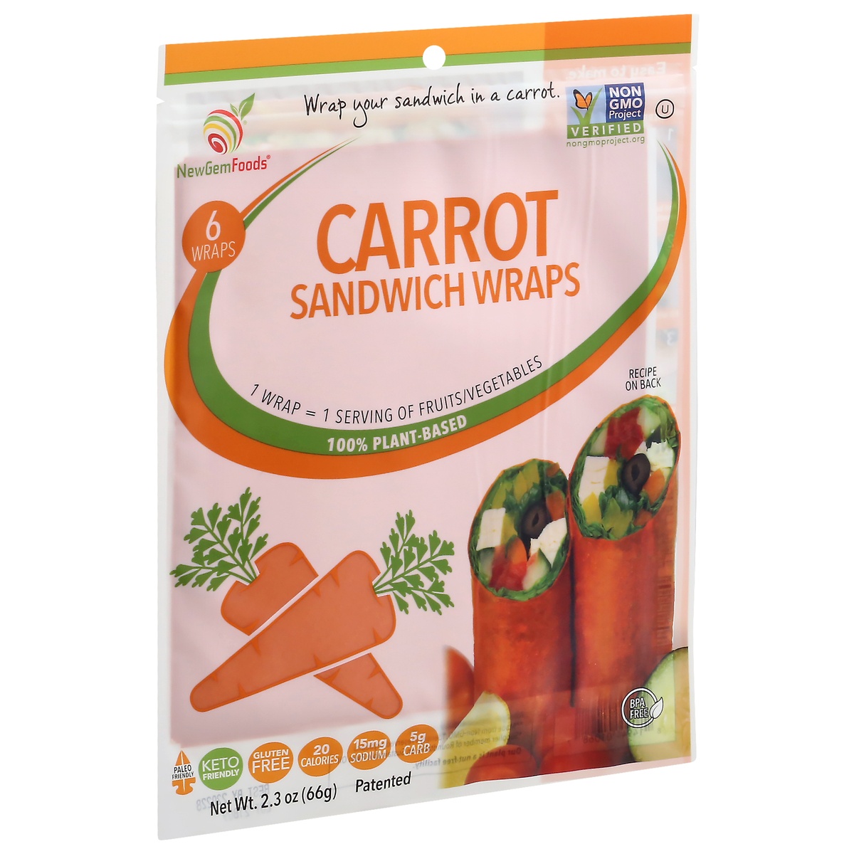 slide 2 of 9, NewGem Foods GemWraps, Carrot, 6 ct