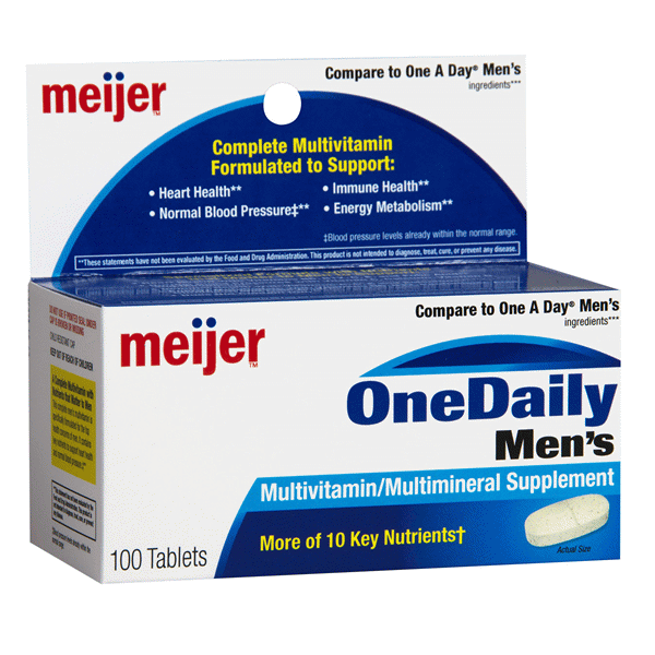 slide 1 of 1, Meijer Mens One Daily Multivitamin, 100 ct