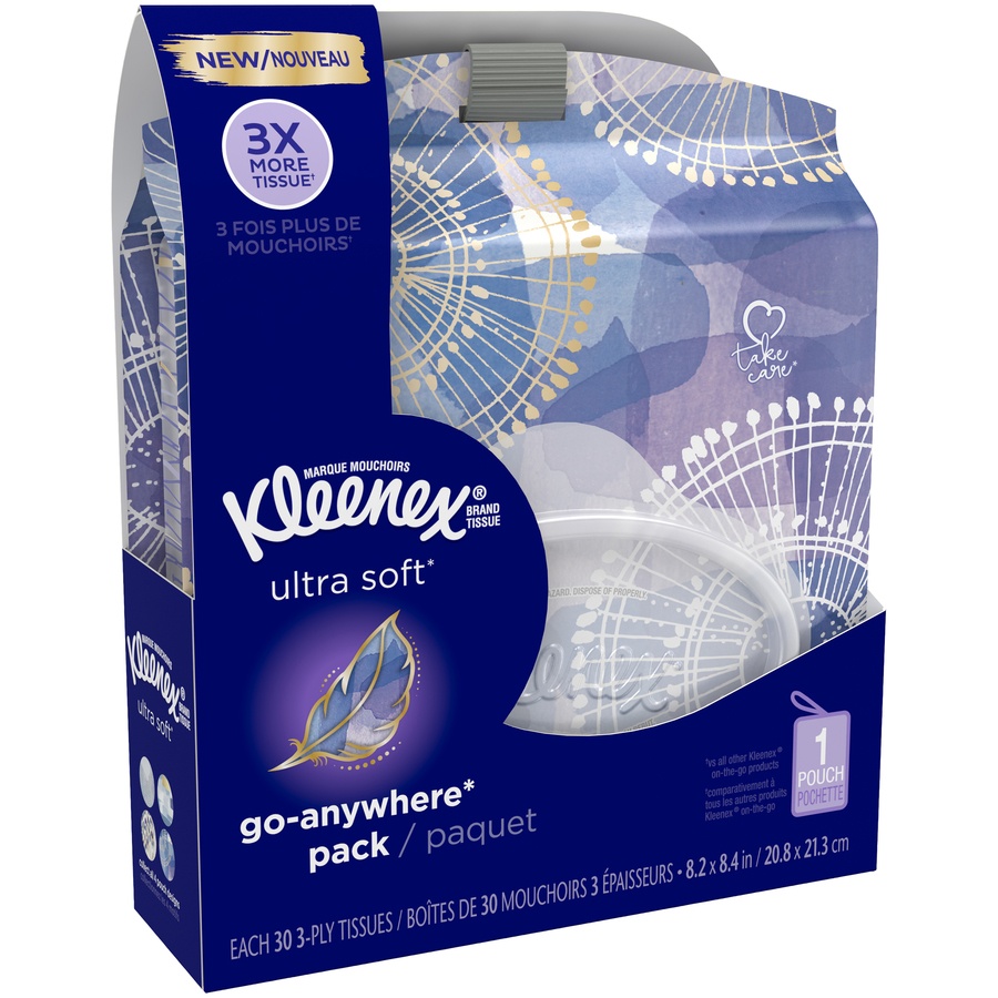 slide 3 of 3, Kleenex Ultra Soft Go Anywhere Pack Facial Tissue, 30 ct