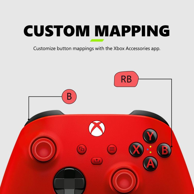 slide 5 of 9, Xbox Series X|S Wireless Controller - Pulse Red: Microsoft, USB-C, Bluetooth, PC Compatible, 1 ct