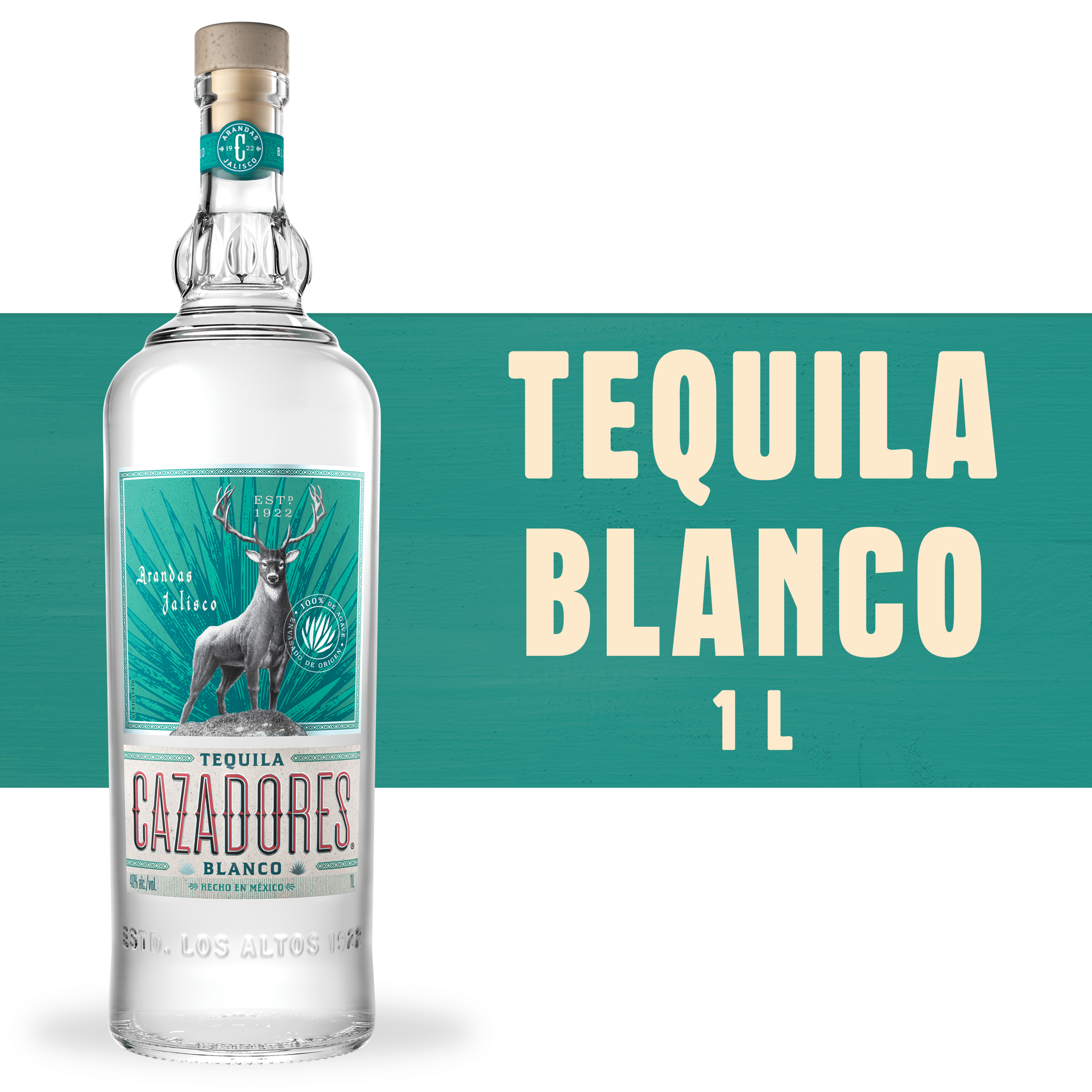 slide 5 of 5, Cazadores Tequila Cazadores Blanco 40% 100Cl/1L, 1 liter