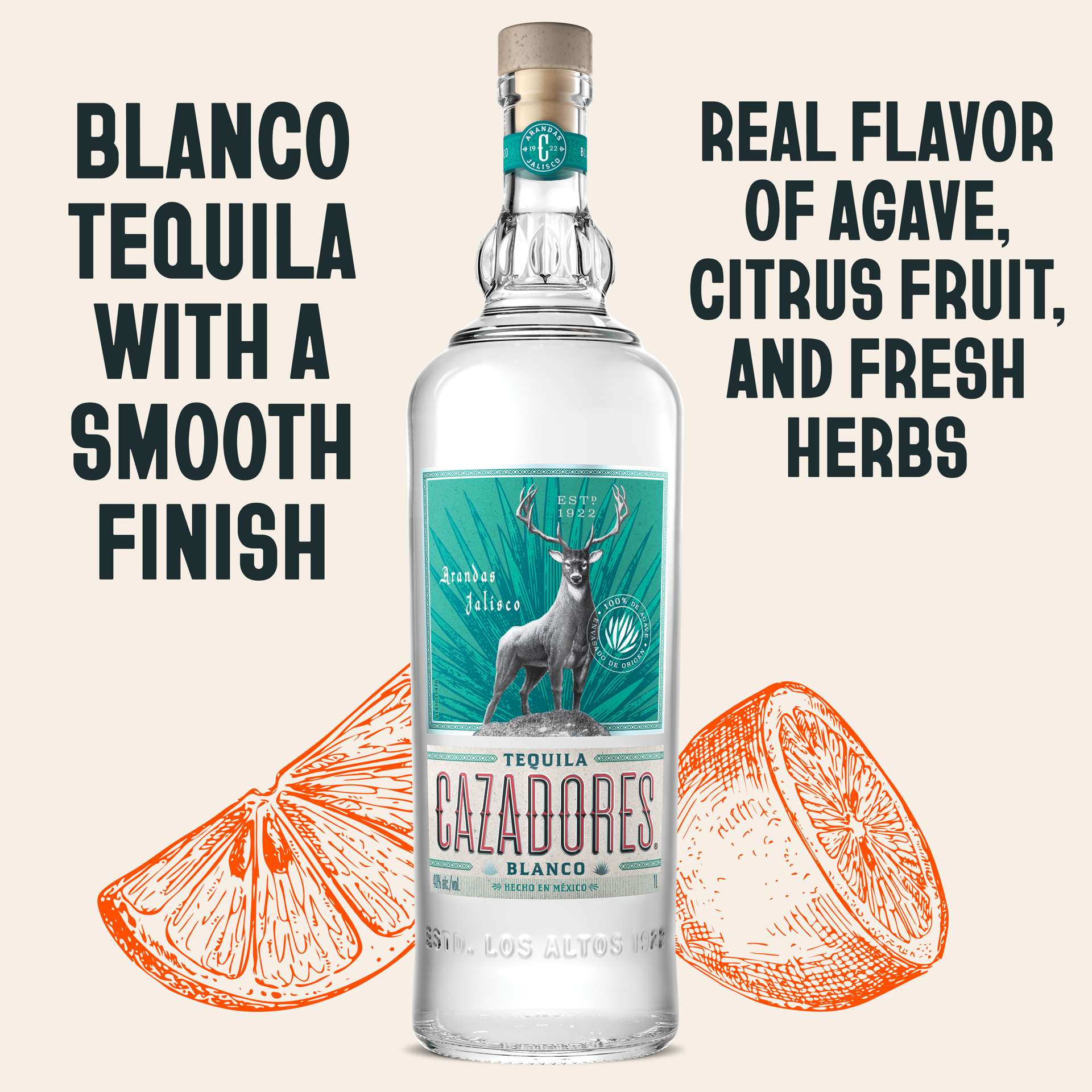 slide 3 of 5, Cazadores Tequila Cazadores Blanco 40% 100Cl/1L, 1 liter