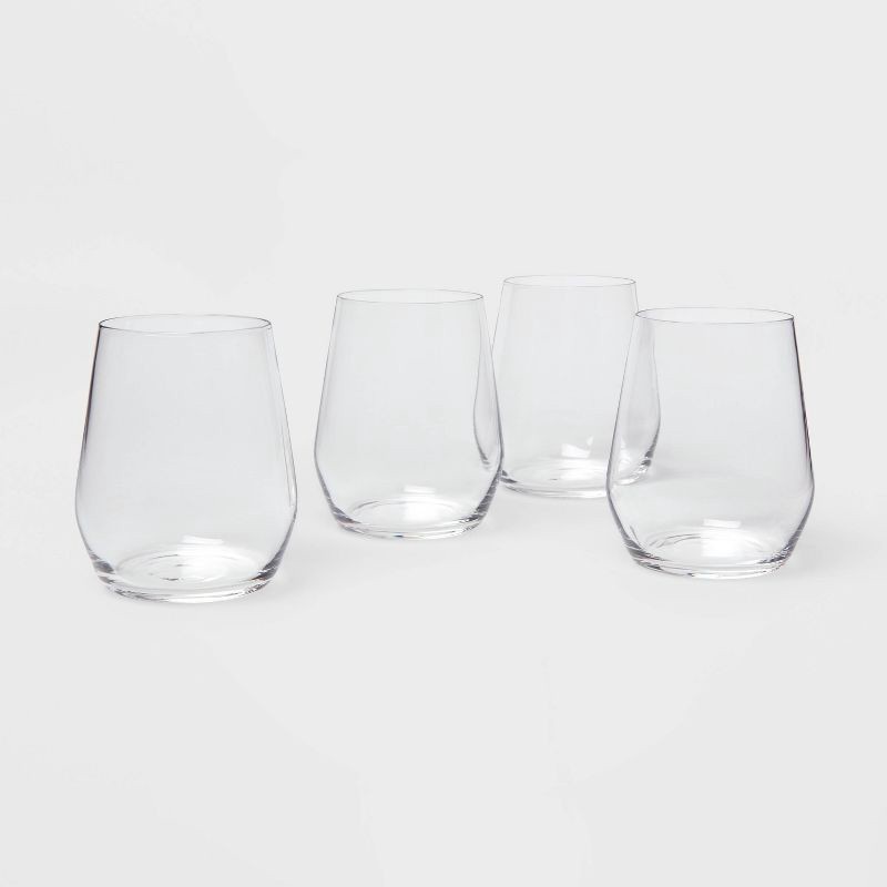 slide 1 of 4, 12oz 4pk Glass Atherton Stemless Wine Glasses - Threshold™, 4 ct; 12 oz