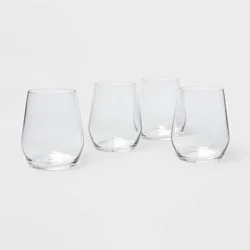 12oz 4pk Glass Atherton Stemless Wine Glasses - Threshold™: Traditional, Dishwasher-Safe, BPA & Lead-Free Drinkware