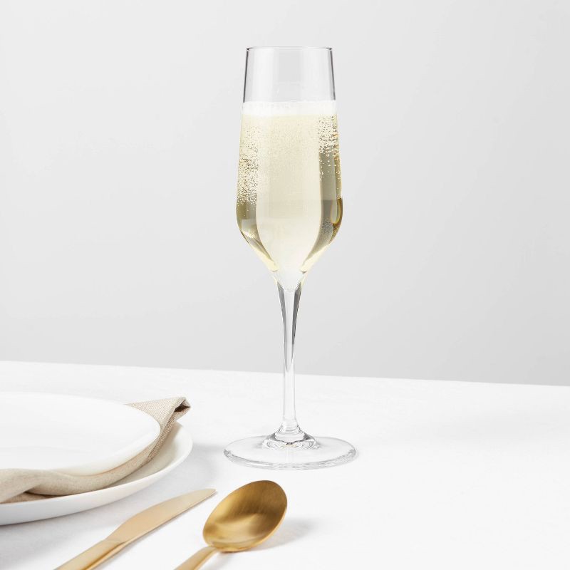 slide 2 of 4, 8oz 4pk Glass Atherton Champagne Glasses - Threshold™: Traditional Clear Flutes, Dishwasher-Safe, BPA & Lead-Free, 4 ct; 8 oz