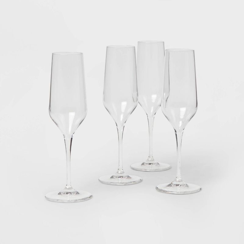 slide 1 of 4, 8oz 4pk Glass Atherton Champagne Glasses - Threshold™: Traditional Clear Flutes, Dishwasher-Safe, BPA & Lead-Free, 4 ct; 8 oz