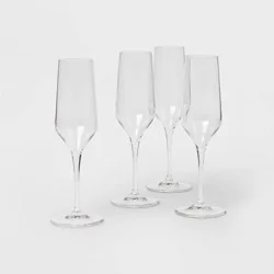 8oz 4pk Glass Atherton Champagne Glasses - Threshold™: Traditional Clear Flutes, Dishwasher-Safe, BPA & Lead-Free