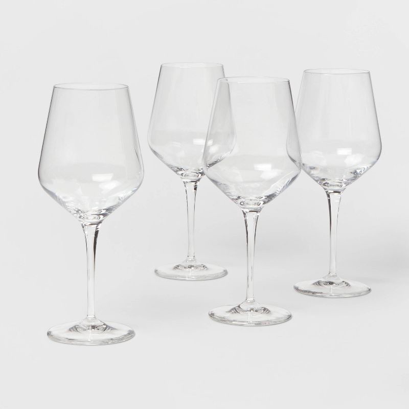slide 1 of 4, 22oz 4pk Glass Atherton Red Wine Glasses - Threshold™: Traditional Style, Dishwasher-Safe, BPA & Lead-Free Drinkware, 4 ct; 22 oz