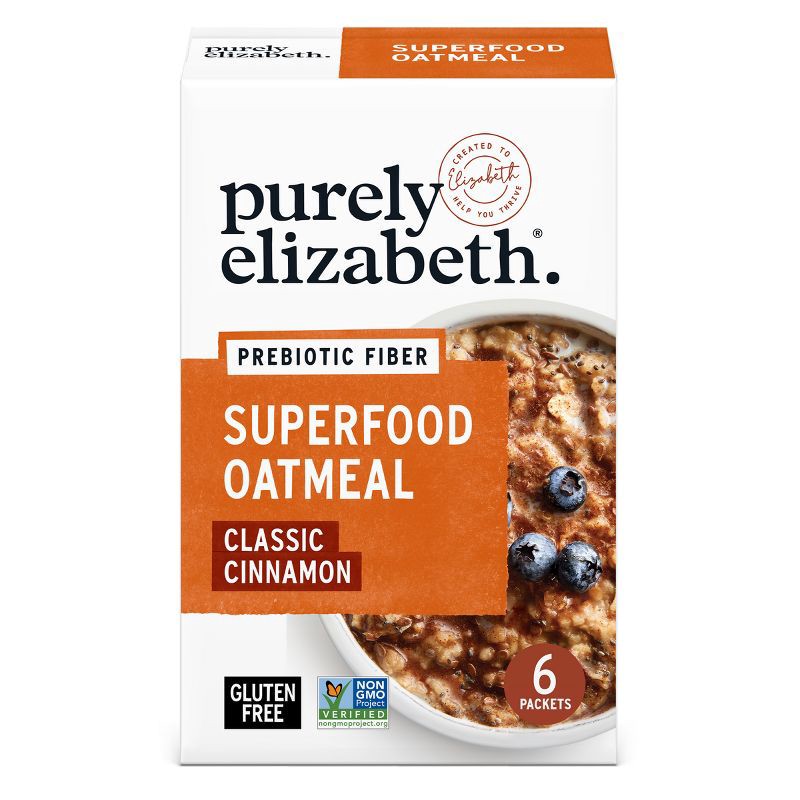 slide 2 of 6, purely elizabeth. Purely Elizabeth Classic Cinnamon Oatmeal Packets - 6ct / 9.12oz, 6 ct, 9.12 oz