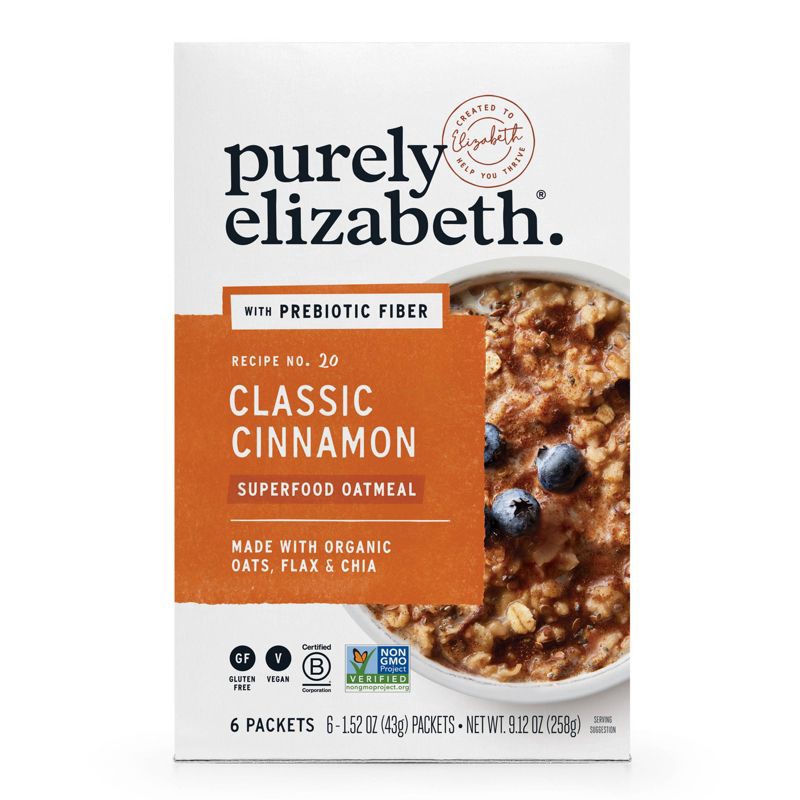 slide 1 of 6, purely elizabeth. Purely Elizabeth Classic Cinnamon Oatmeal Packets - 6ct / 9.12oz, 6 ct, 9.12 oz