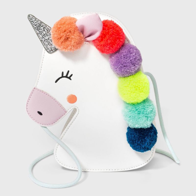 slide 1 of 1, Kids' Pom Pom Unicorn Crossbody Bag - Cat & Jack™ White, 1 ct