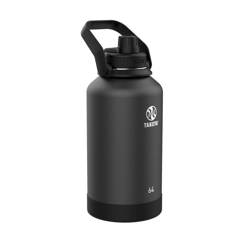 slide 1 of 6, Takeya 64oz Actives Insulated Stainless Steel Water Bottle with Spout Lid - Onyx, 64 oz