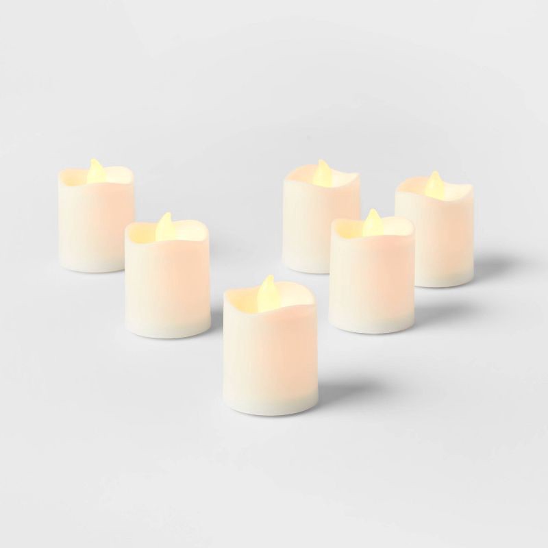 slide 3 of 3, 6pk Votives LED Candle - Room Essentials™: Resin & Plastic, Battery Operated, Safe Decor, 6 ct