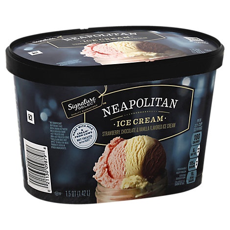 slide 1 of 1, Signature Select Ice Cream Neapolitan, 1.5 qt