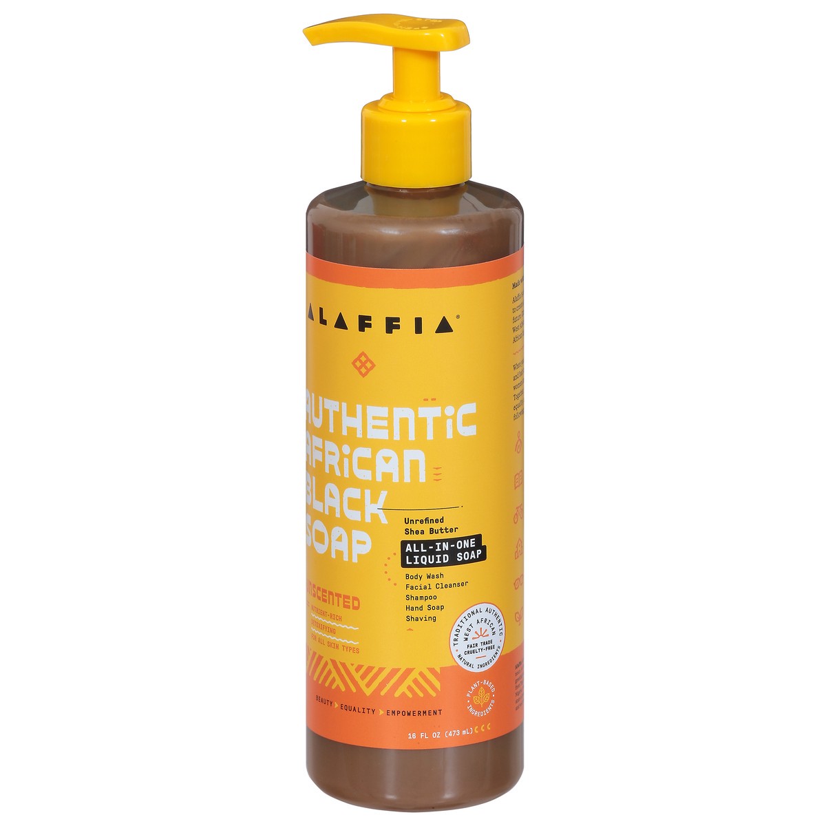 slide 3 of 9, Alaffia Authentic African Black Soap Unscented All-in-one Liquid Soap, 16 fl oz