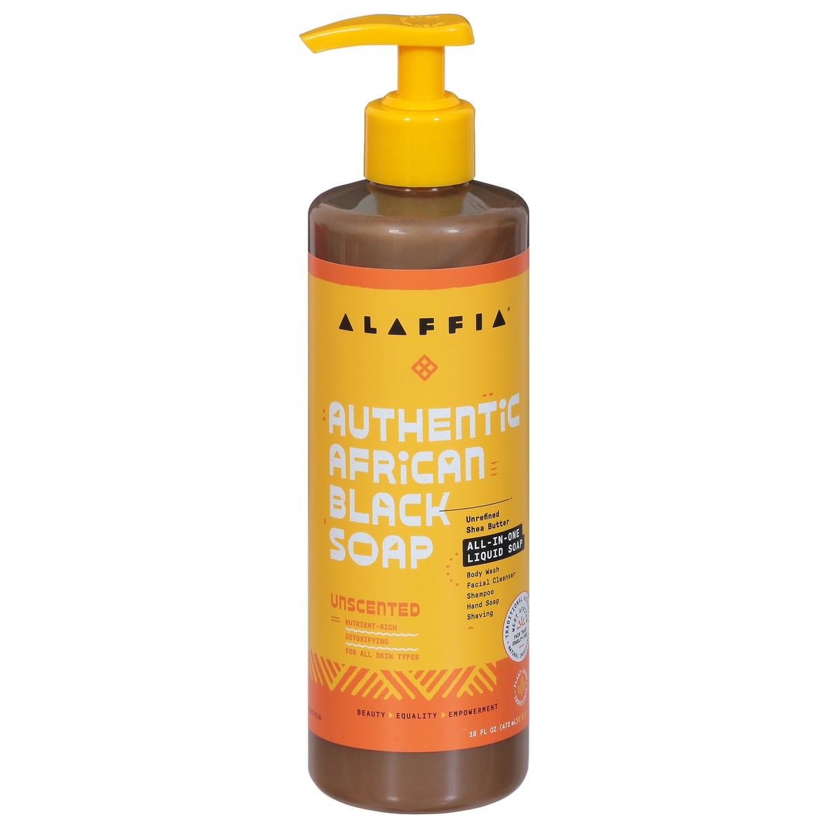 slide 1 of 9, Alaffia Authentic African Black Soap Unscented All-in-one Liquid Soap, 16 fl oz