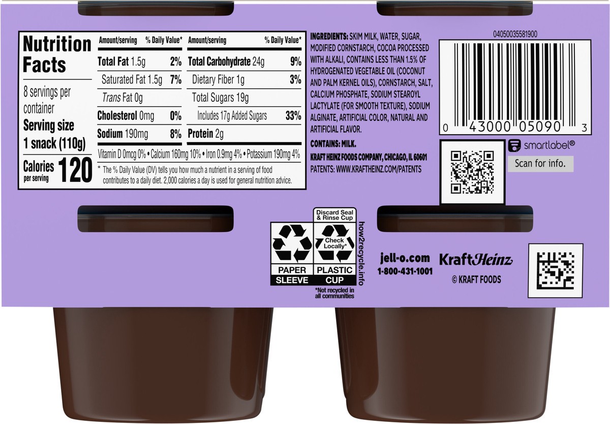 slide 4 of 9, Jell-O Original Chocolate Ready-to-Eat Pudding Snack Cups Value Pack, 8 ct Cups, 8 ct